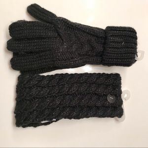 Black glitter Strand matching glove &headbands set
